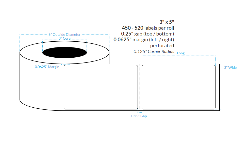 3" x 5" CRYSTAL PATTERN HOLOGRAPHIC {ROUNDED CORNERS} Roll Labels  (3"CORE/6"OD)