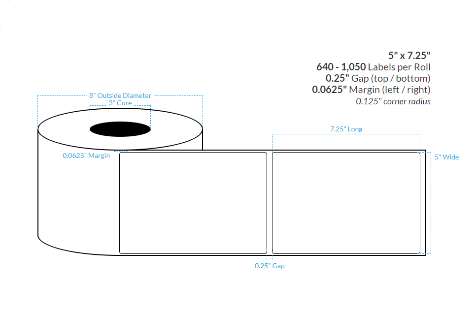 5" X 7.25" HIGH GLOSS Polypropylene (BOPP) {ROUNDED CORNER} (3"CORE/8"OD)