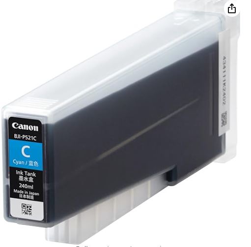 CANON 7635B002AA BJI-P521C CYAN INK TANK (240ml) (LX-P5510)