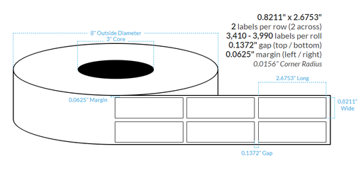 [100940-3X8-WL8-161-2000000] 0.8211" x 2.6753" AVON CLASSIC LINEN {SQUARE CORNERS} Roll Labels (3"CORE/8"OD)