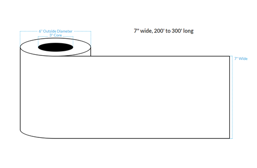 [101591-3X6-R413-149-1010000] 7" x 250' MATTE WHITE Polypropylene BOPP {CONTINUOUS} Roll Labels  (3"CORE/6"OD)