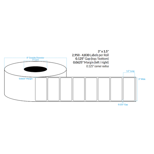 [100472-3X8-CI4C-129-1000000] 3" x 1.5"  CRYSTAL PATTERN HOLOGRAPHIC {ROUNDED CORNERS} Roll Labels  (3"CORE/8"OD)