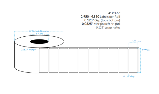 [100541-3X8-CI4C-129-1000000] 4" X 1.5" CRYSTAL PATTERN HOLOGRAPHIC {ROUNDED CORNERS} Roll Labels  (3"CORE/8"OD)