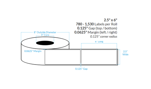 [100530-3X8-CI4C-129-1000000] 2.5" x 6"  CRYSTAL PATTERN HOLOGRAPHIC {ROUNDED CORNERS} Roll Labels (3"CORE/8"OD)